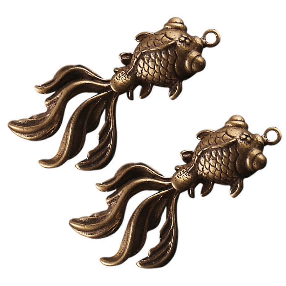 Brass Goldfish Ornament for Bag Hanging Decor 4Pcs Set in Golden