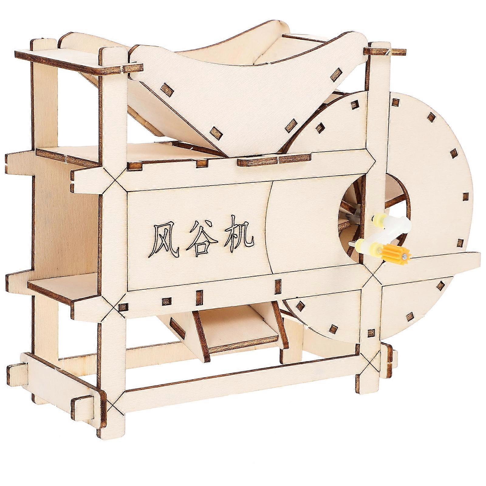 Wooden DIY Threshing Machine Kit for Hand Crank Experiment 4Pcs Set