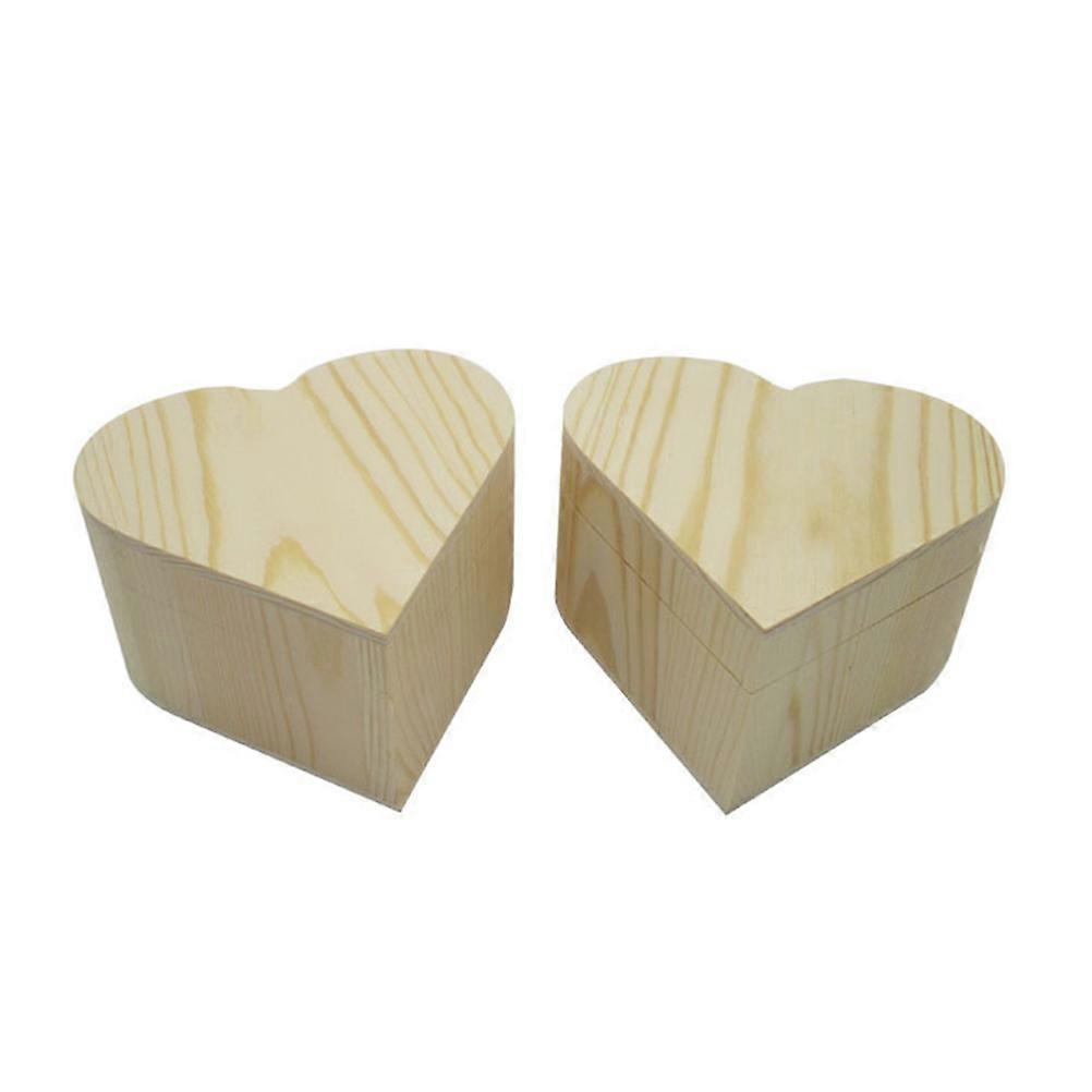 Solid Wood Jewelry Box Heart Shape Gift Box Holder for 2Pcs Bracelet