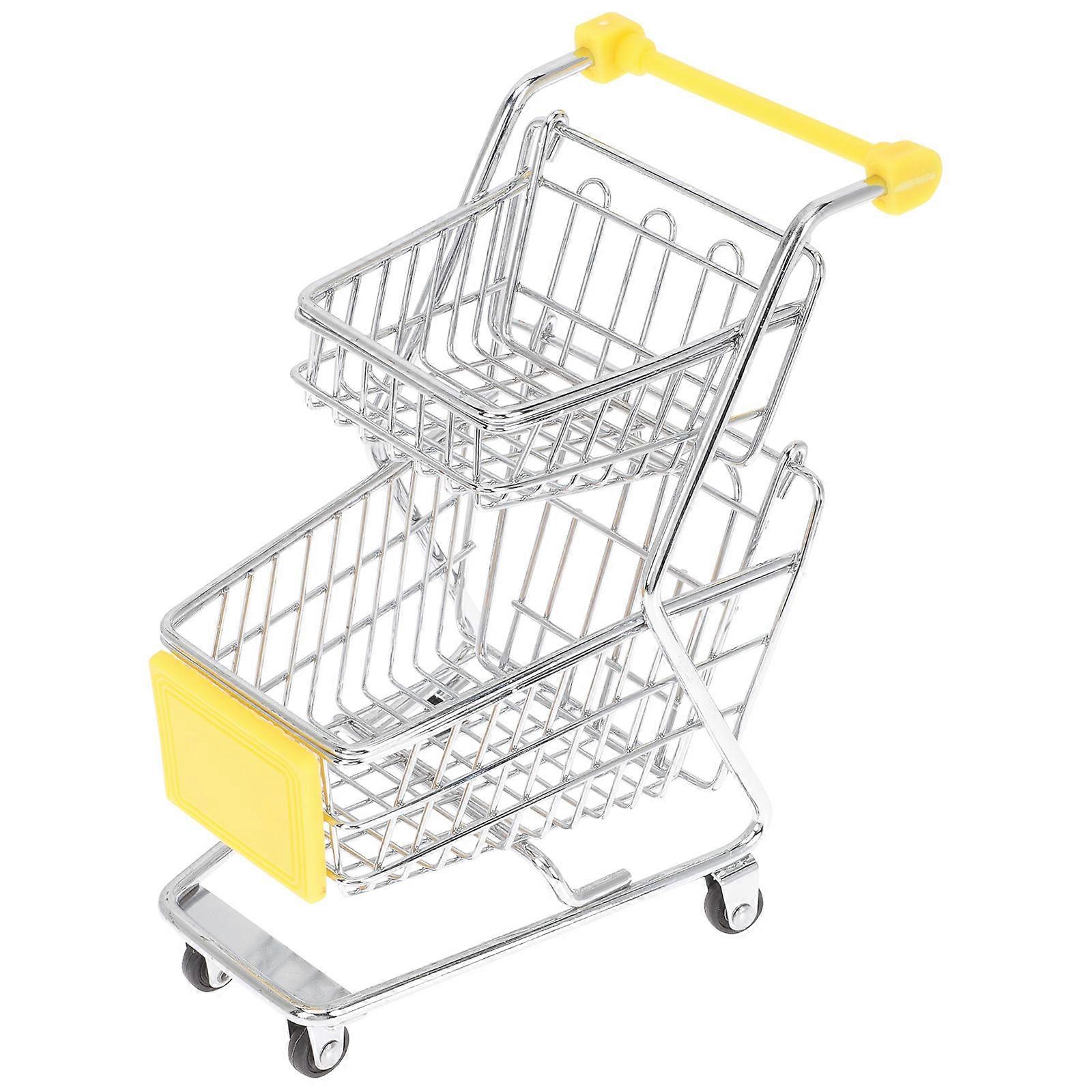 Mini Shopping Cart Model Small Supermarket Handcart Toy for Decor 4Pcs