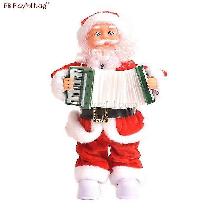 2025 Playful bag Christmas electric Santa Claus accordion playing music light robot New Year gift movable action figure toy