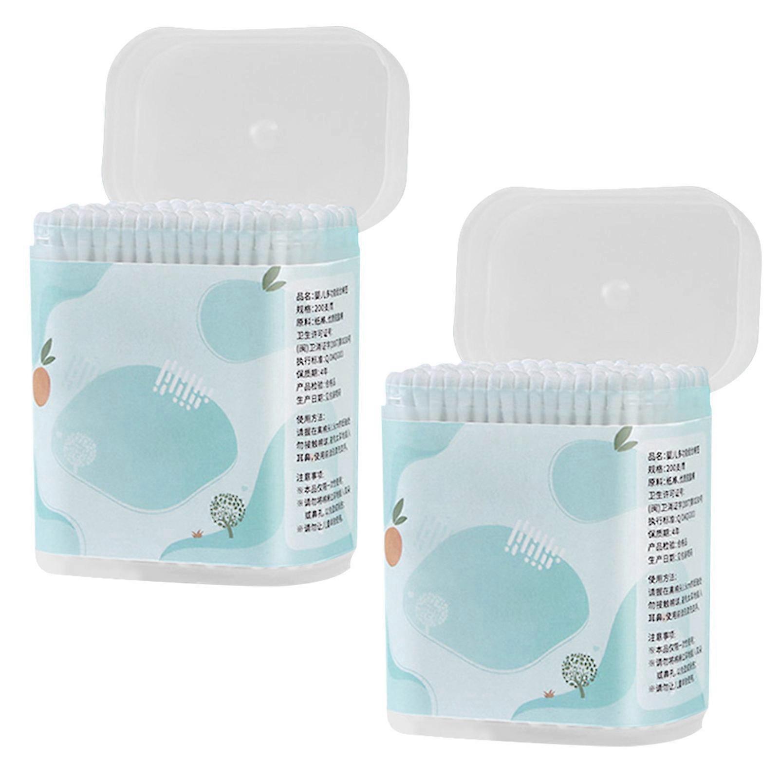 White Baby Cotton Swabs for Ear Cleaning 4 Boxes Set