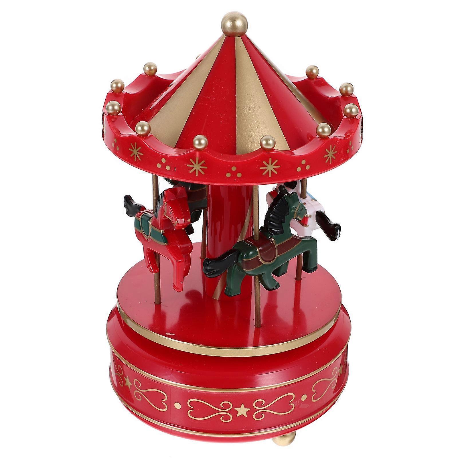 Red Carousel Music Box for Home Use 3Pcs Classical Music Boxes