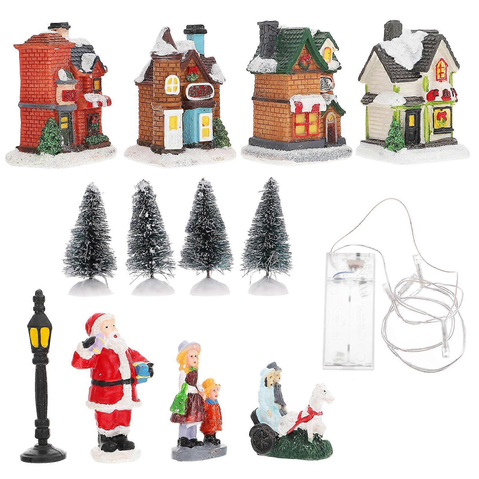 Lighting Up Christmas House Figurine Set For Home Decoration Assorted Color 1 Set