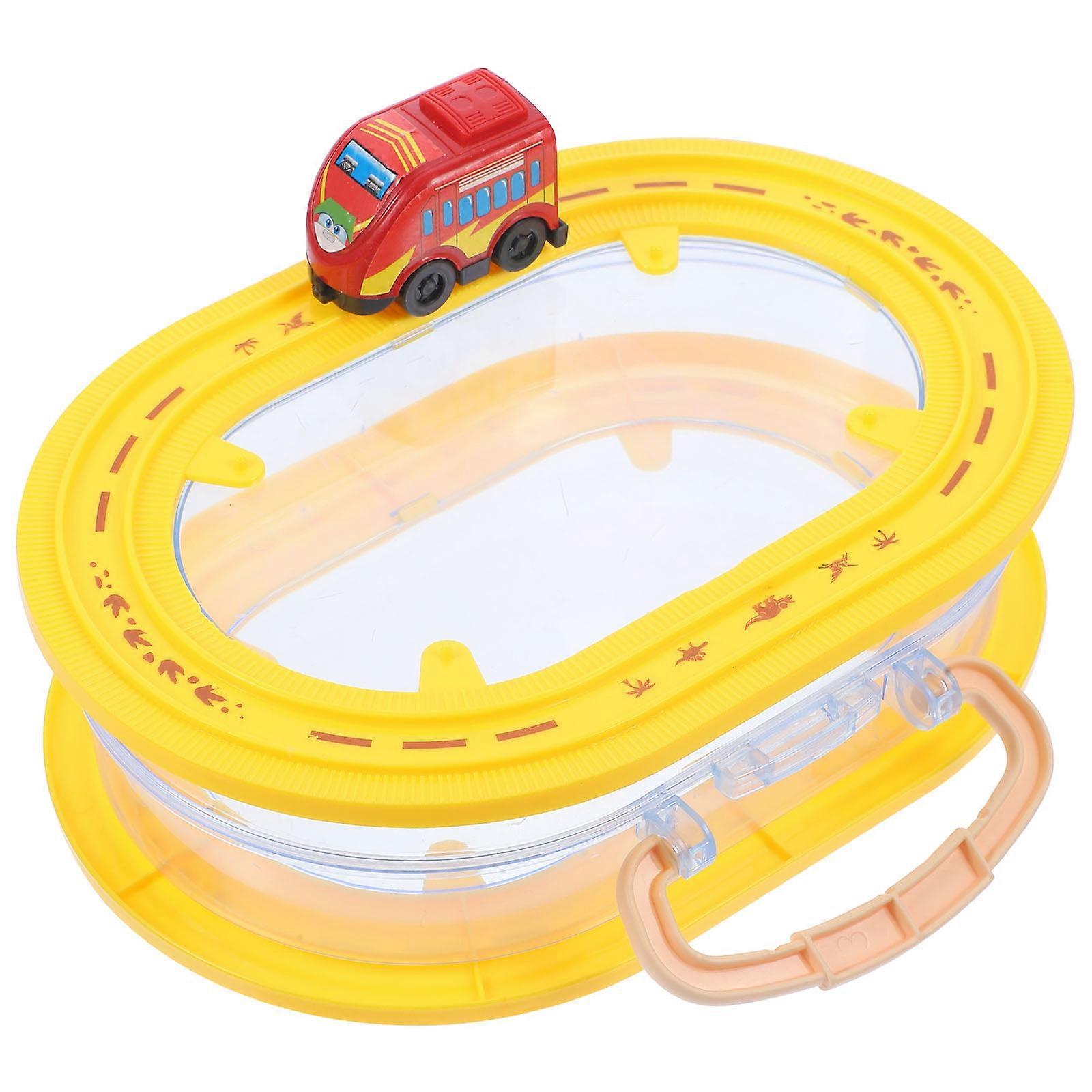 Red Wind-Up Car Storage Box Plastic Container for 4Pcs Toy Set