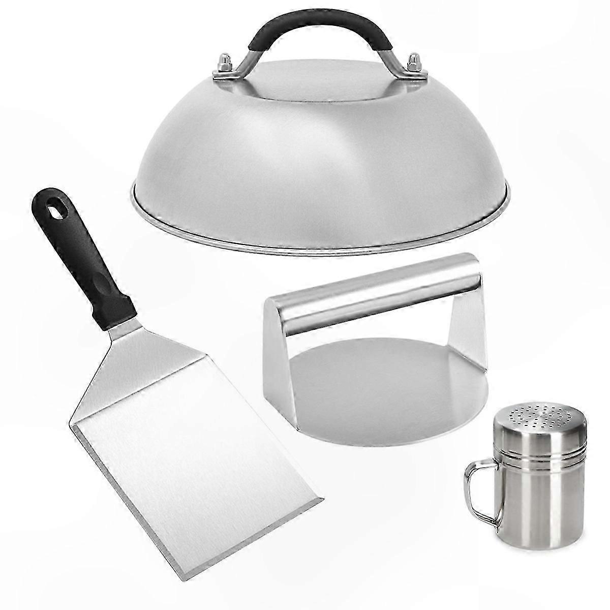 BBQ Tool Set with Burger Press, Spatula, and Seasoning Bottle