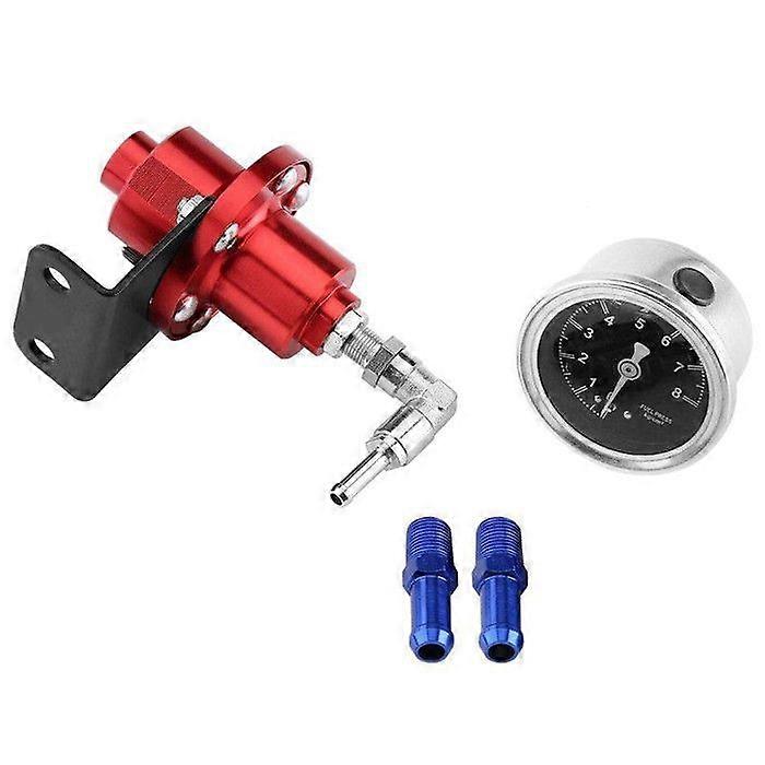 Universal Adjustable Fuel Pressure Regulator, Type S, HB, with original gauge and instructions, Red