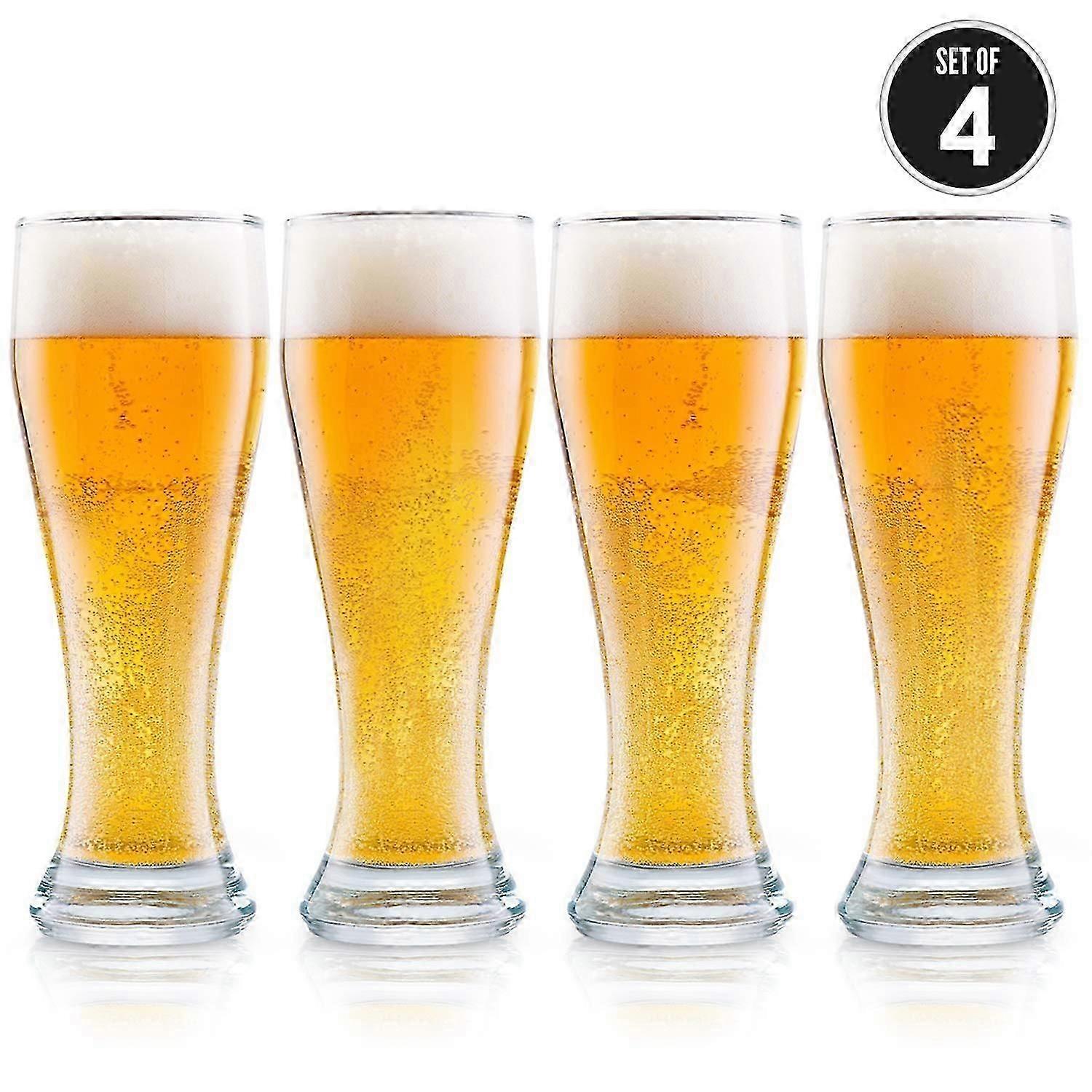 4 Pack Nucleated Pilsner  Glasses for  Drinking Bliss 16 oz