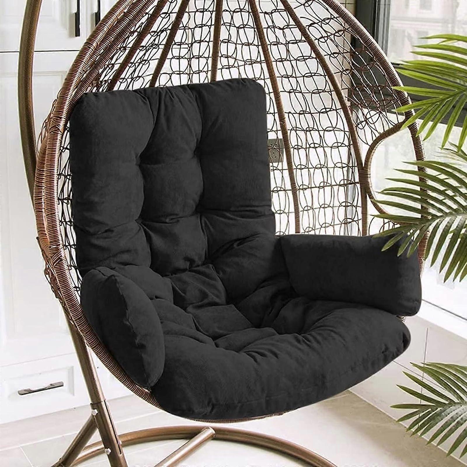 Black Egg Chair Cushion Detachable And Washable Swing Chair For Wicker Hammock Chairs Replacement Pad NonSlip Bottom