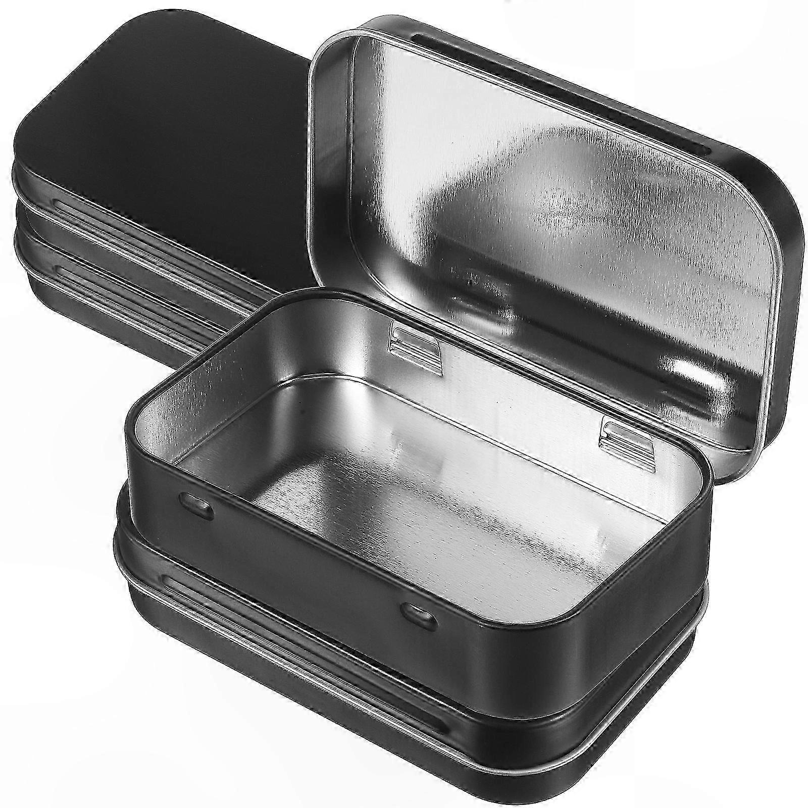 Set of 4 Mini Metal Storage Tins with Hinged Lids for Coins Keys Candy Portable Organization Containers