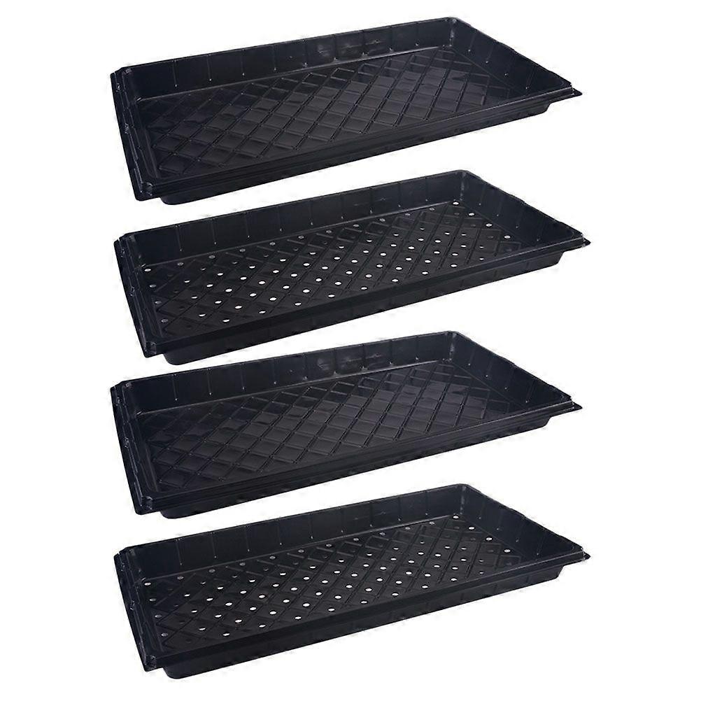 4Pcs Thickened Flowerpot Bases Flower Pot Storage Tray Rectangular Trays (Black)