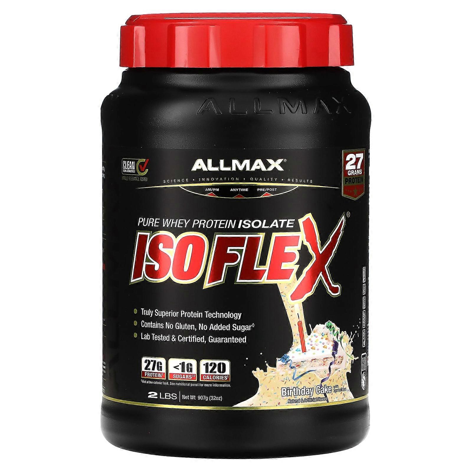 Isoflex, 100% Pure Whey Protein Isolate, Birthday Cake with Sprinkles, 2 lbs (907 g)