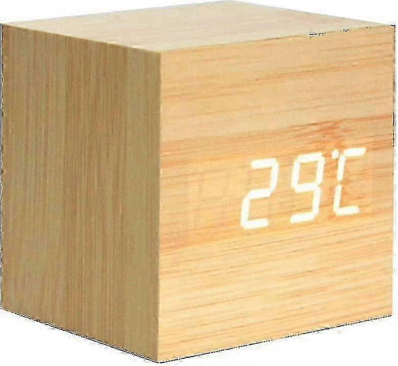 Wooden Wooden Mini Digital Clock With 3 Levels Of Brightness And Vocal Control, Perfect For Family Trips