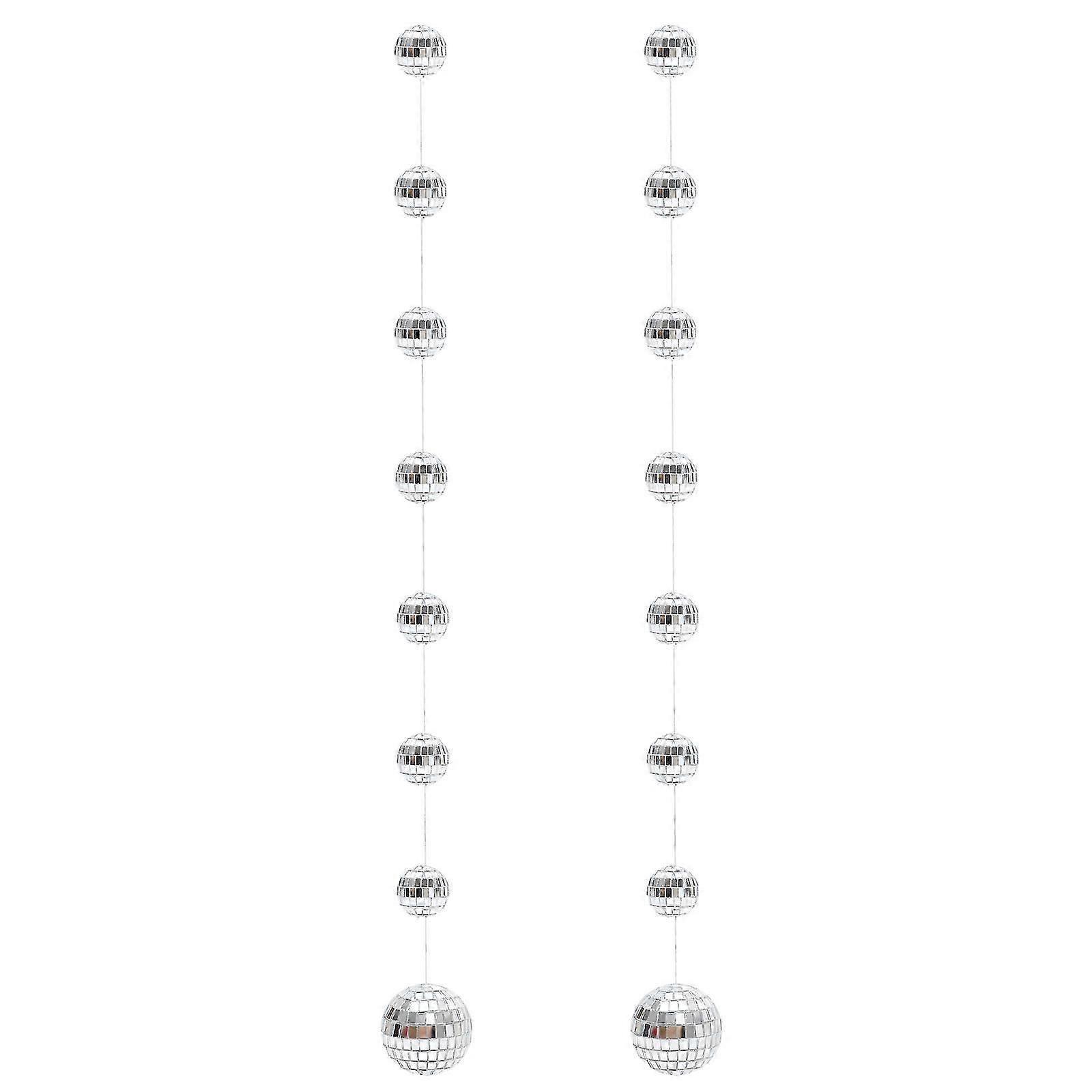 2 Strings of Hanging Disco Mirror Ball Bar Hanging Party Disco Ball Xmas Mirror Ball Decoration