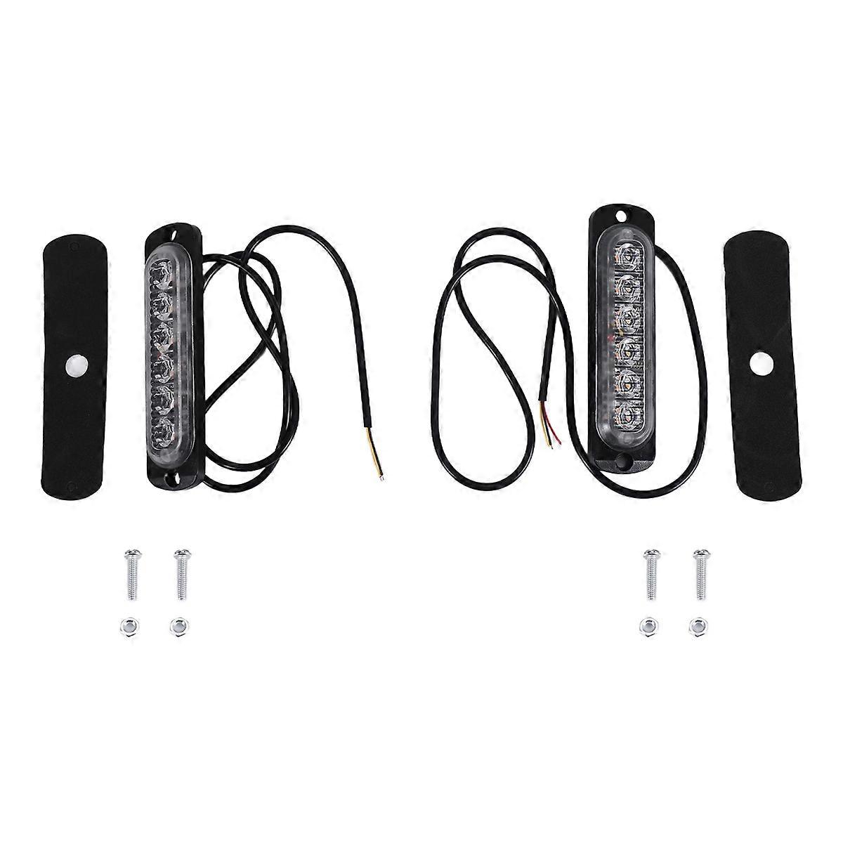 LED Emergency Strobe Lights, Amber 6 LED Strobe Flashing Light 2 Pack