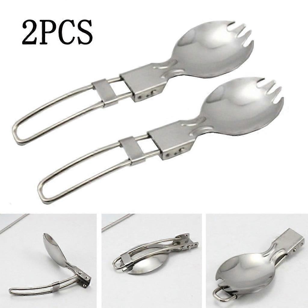 Uclet Tableware Portable Folding Dual-use Cutlery Spoon Steel Spoon Stainless With Fork Fork Kitchen，Dining & Bar