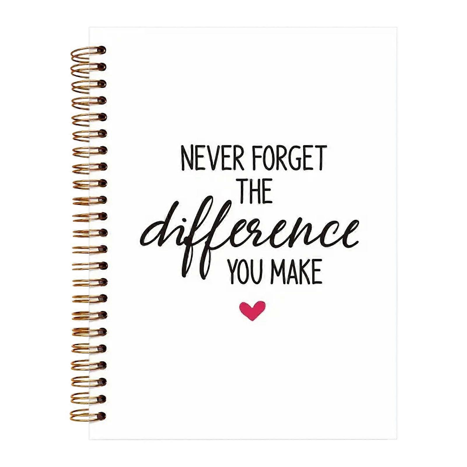 Jikaix Motivational Spiral Notebook Never Forget The Difference You Make Inspirational Journal A5 Size 50 Sheets Reading Notebook for School Office
