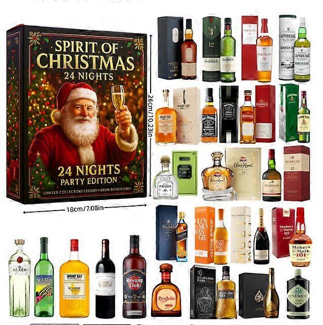 2025 Whiskey Advent Calendar - 24 Days Premium Whiskey Tasting Experience for Christmas Countdown, 2D Acrylic Flat Plane Design with Airplane Box for 
