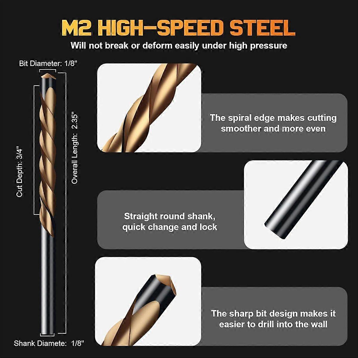 50PCS Drywall Cutting Bit,1/8 Inch Drywall Router Bits,Guide Point Brocas Para Drywall for Use with