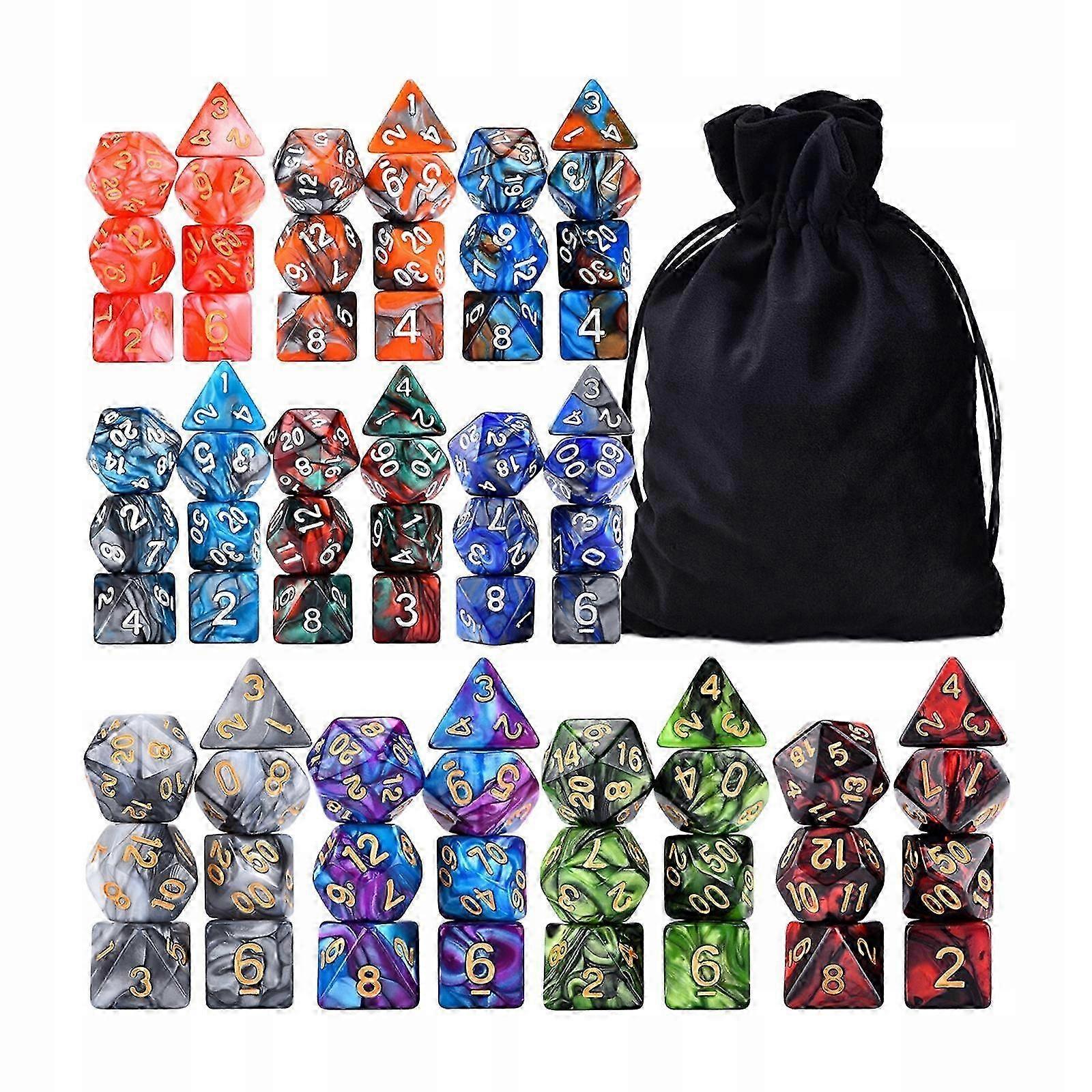 70x Acrylic Polyhedral Dice Set Double Colors For Dnd Rpg Math Style B