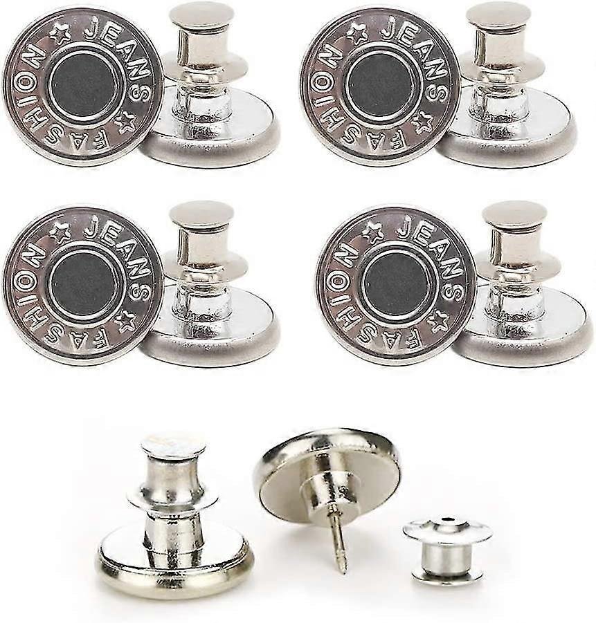 Button Pins For Jeans, No Sew And No Tools Instant Jean Button Pins For Pants,4 Sets Replacement Butto