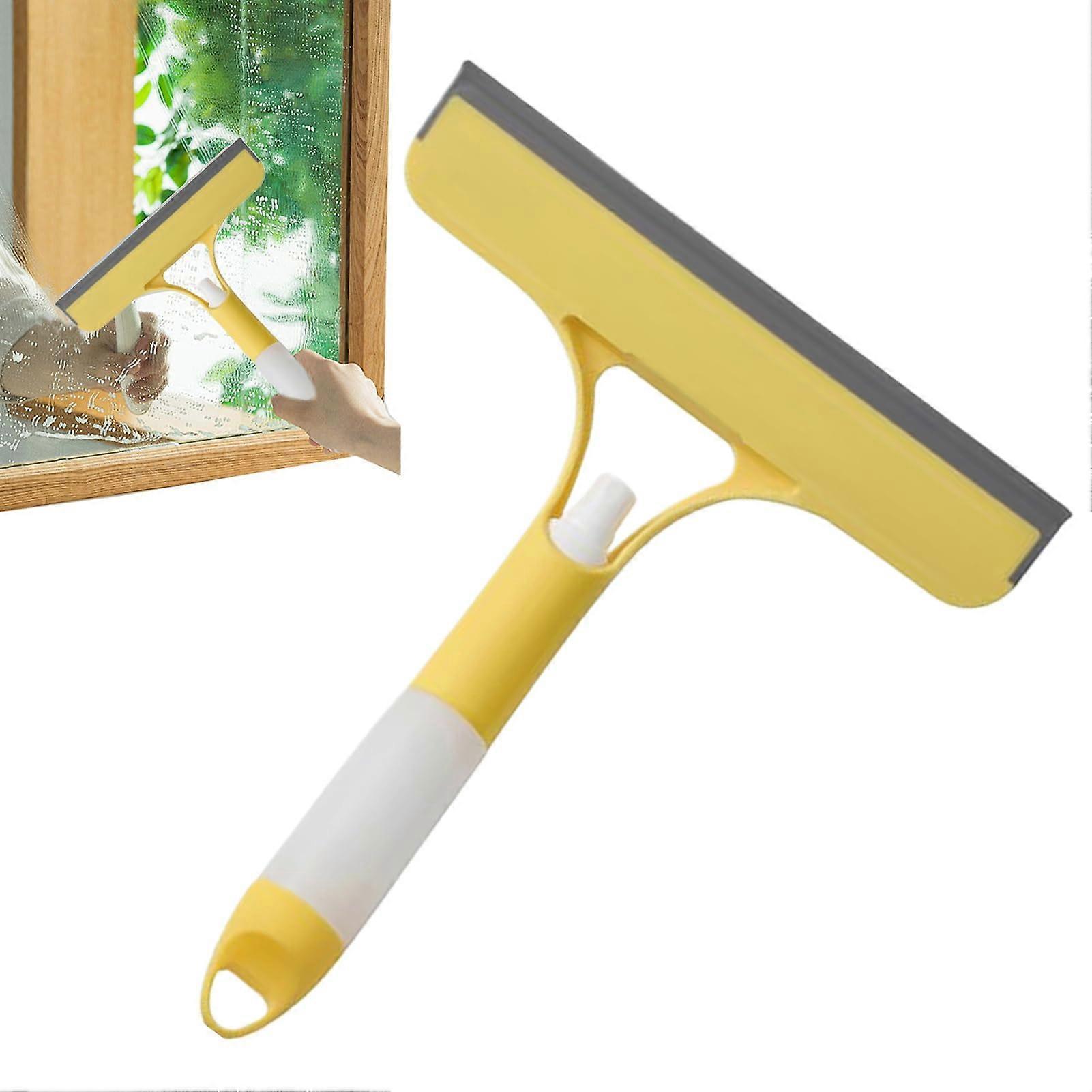 Window Cleaning Squeegee With Spray Scraper Ergonomic Handle Yellow MultiSurface Scrubber For Tile Glass Car Shower