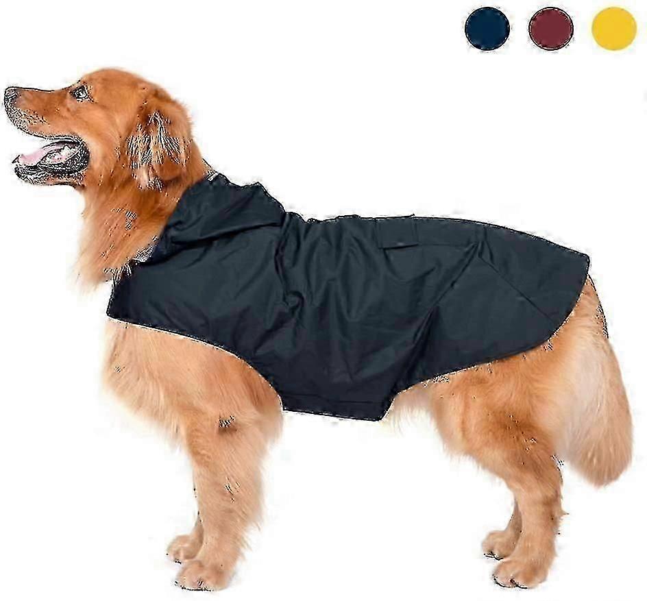Exquisite Extra Large Hooded Dog Raincoat With Reflective Strips 100% Waterproof Dog Rain Jacket