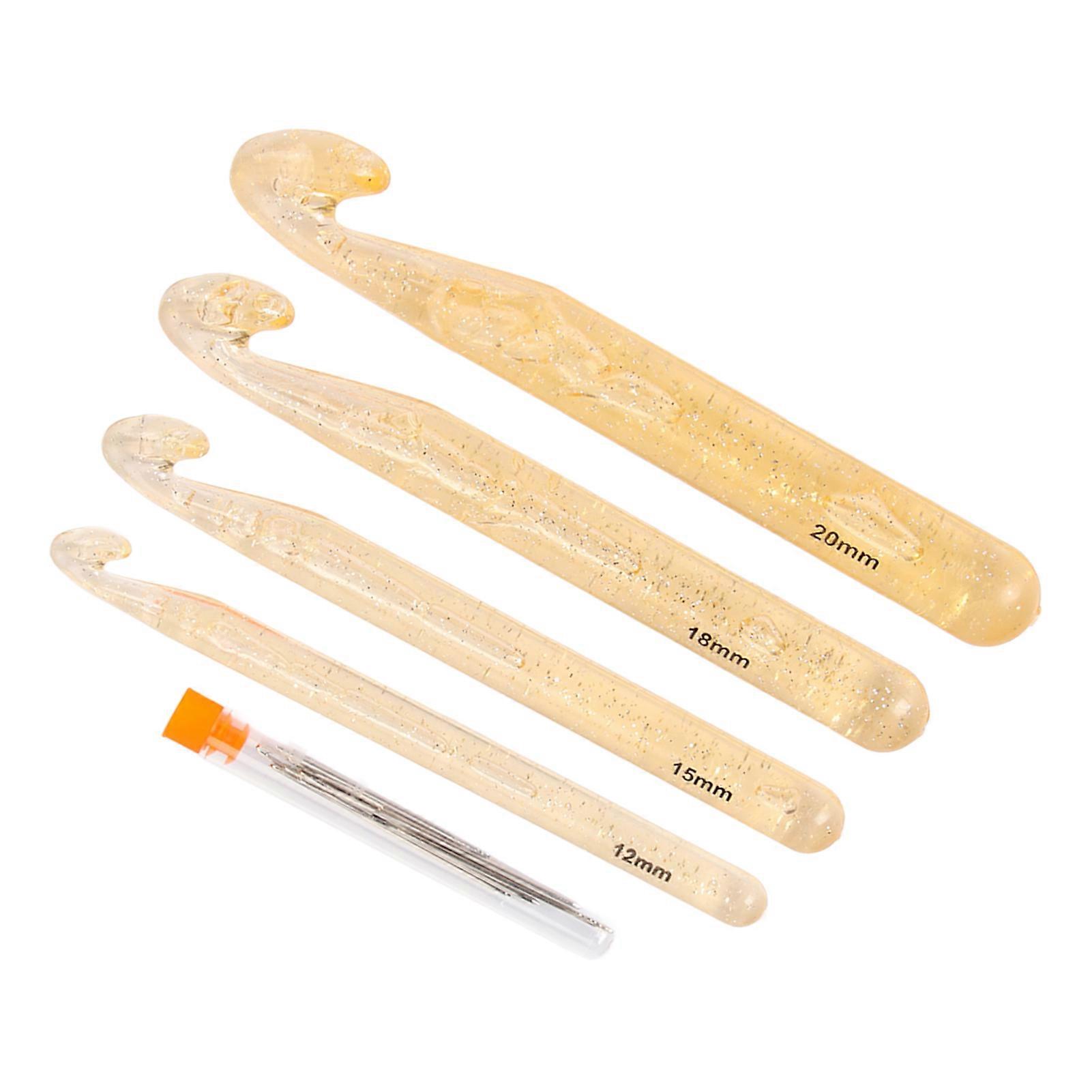 4 Sizes Large Crochet Hook Set 12mm to 20mm Ergonomic Handle Big Crochet Hooks for Blankets Hats Rugs Pillows 