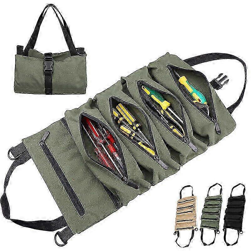 Tool Roll Up Pouch Wrench Roll Up Bag Multi-Purpose Canvas Tool Roll Organizer