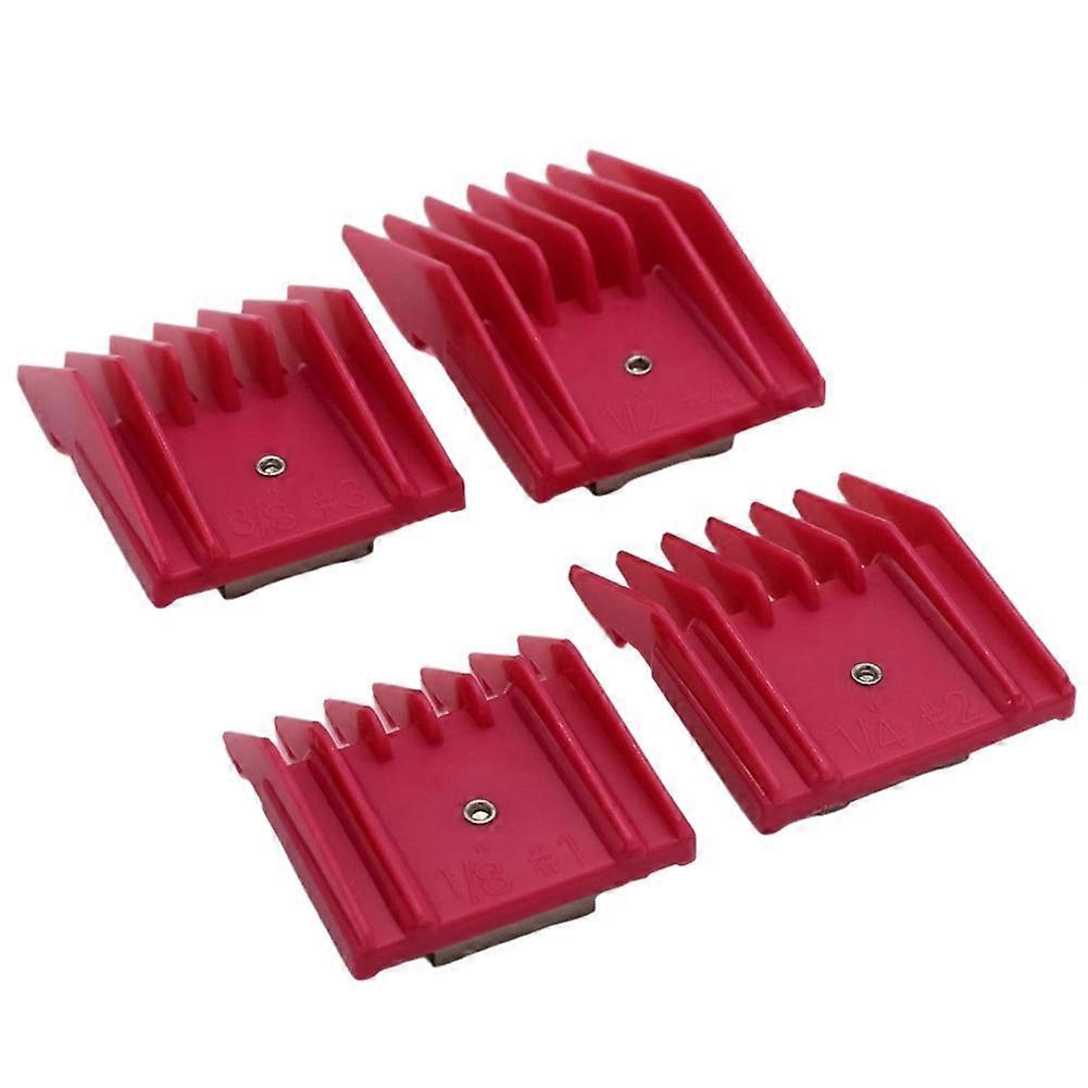 4 Pieces Professional A5 Style Hair Clipper Attachment Guard Guide Cutting Combs Set Compatible Classic Red