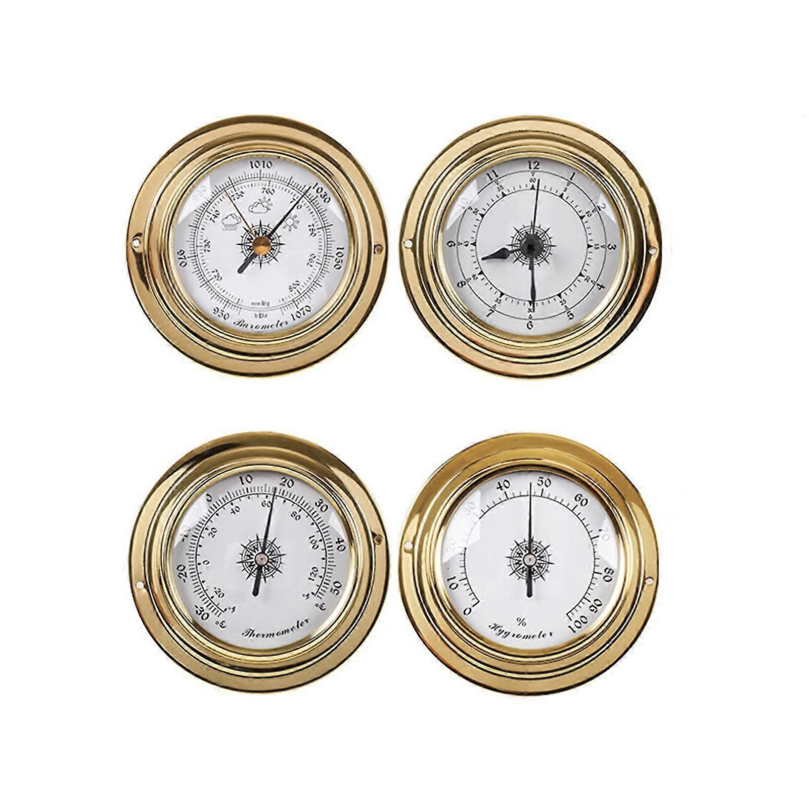 Black Friday 2023 Portable Marine Wall Barometer Clock Meter Thermometer Hygrometer Kit 4pc