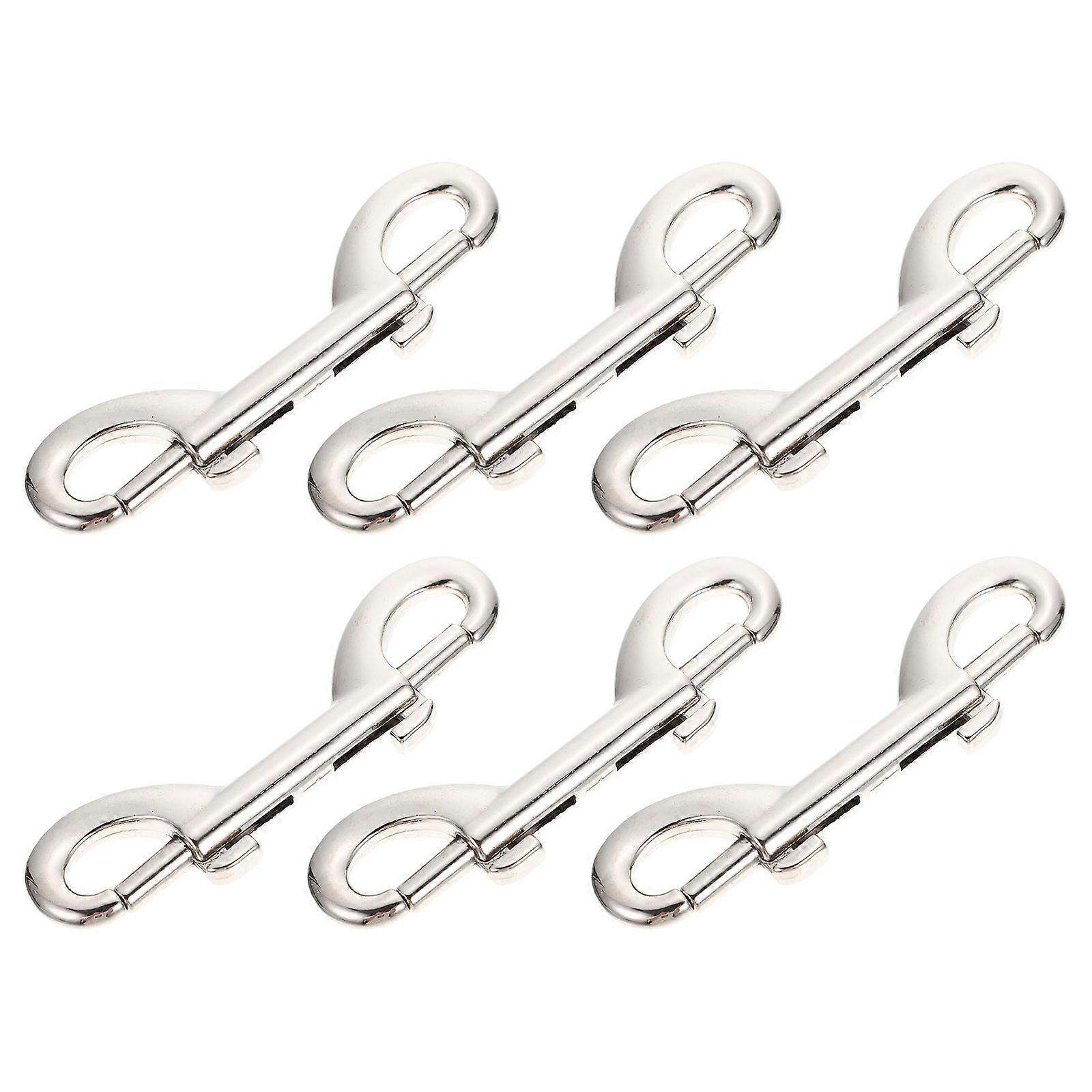 Silver Zinc Alloy Pet Leash Hooks for Fixing Use 6Pcs Double-Ended Clips
