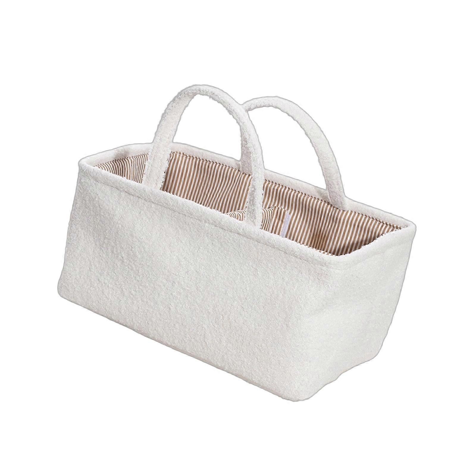 Portable Storage Organizer With Multiple Pockets Waterproof Polyester Construction Basket For Nursery Items  White