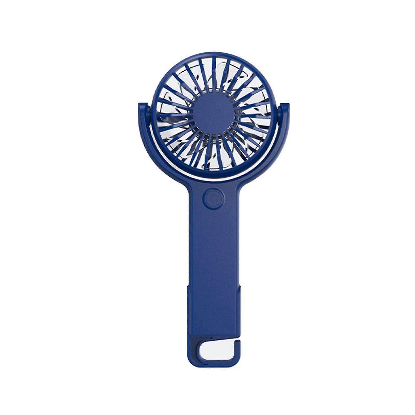 Portable Rechargeable Handheld Fan with 5 Speeds and Foldable Hook for Indoor Outdoor Use Blue