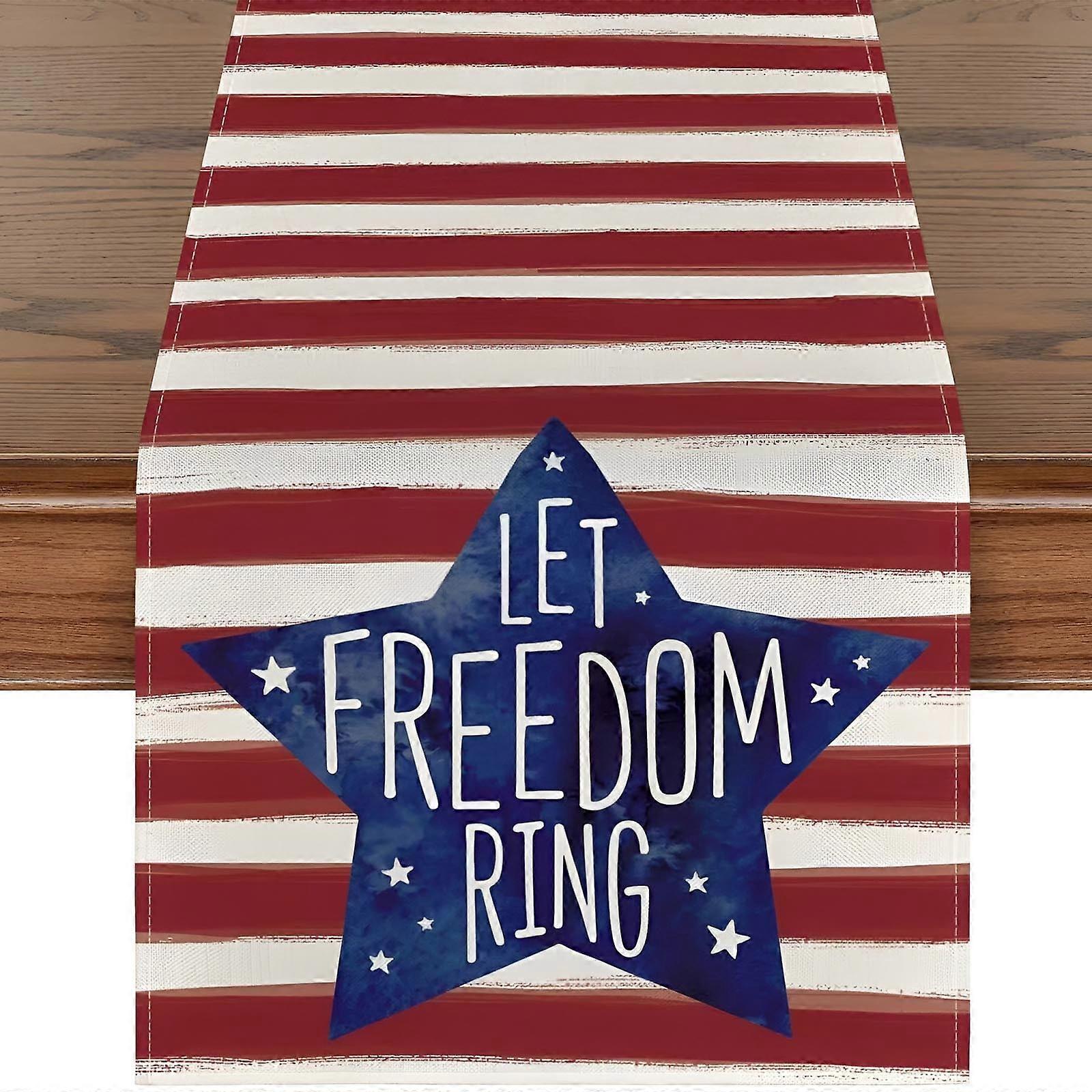 Staron 2024 New Independence Day Table Flag Patriotic Dwarf Truck Pattern Table Cloth Table Decoration Strip Scarf