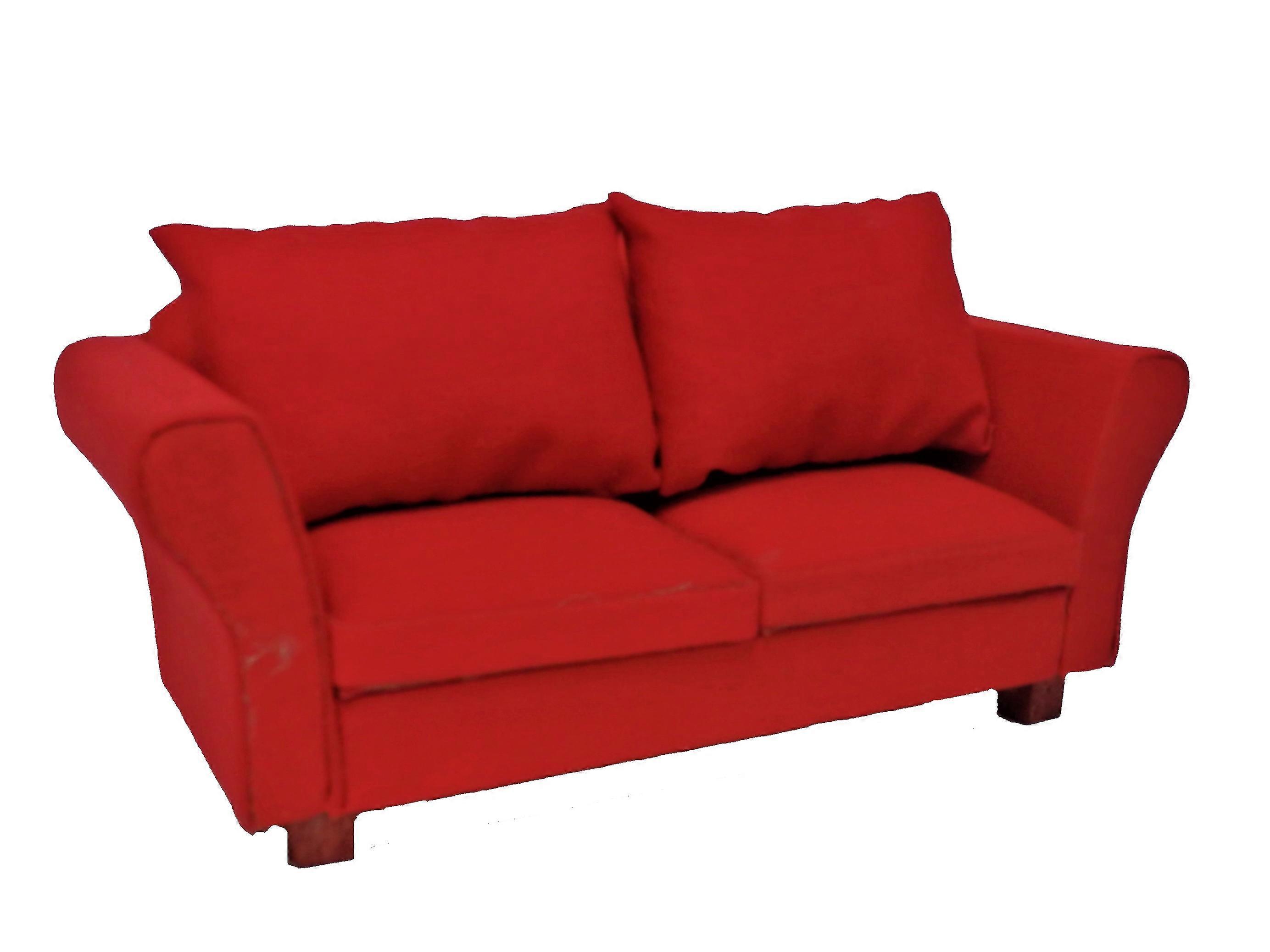 Dolls House 现代红色沙发带靠垫 1：12 客厅家具