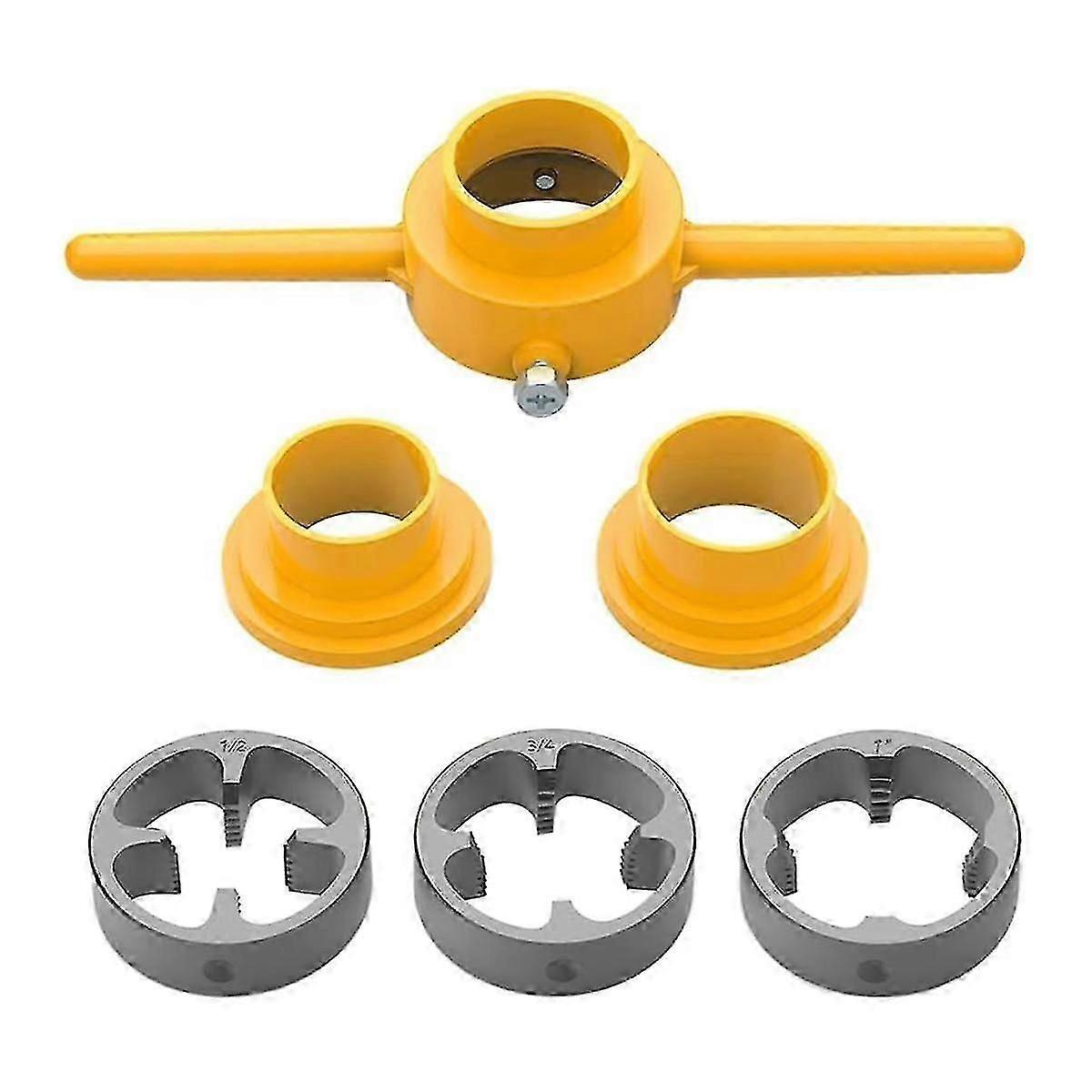 6-dielna sada nástrojov na výrobu PVC závitov, sada závitníkov na rúry a inštalatérskeho náradia, sada okrúhlych závitových čelieb na rúry s 3 závitovými čeliebmi 1/2, 3/4 palca a 1 palca NPT