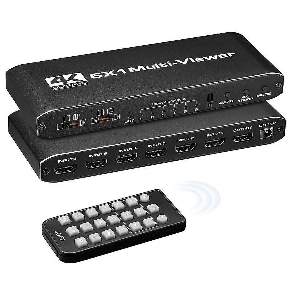 6 In 1 Out HDMI Multiviewer for Studio 4K Seamless Switcher Screen Splitter Multiple Display Modes