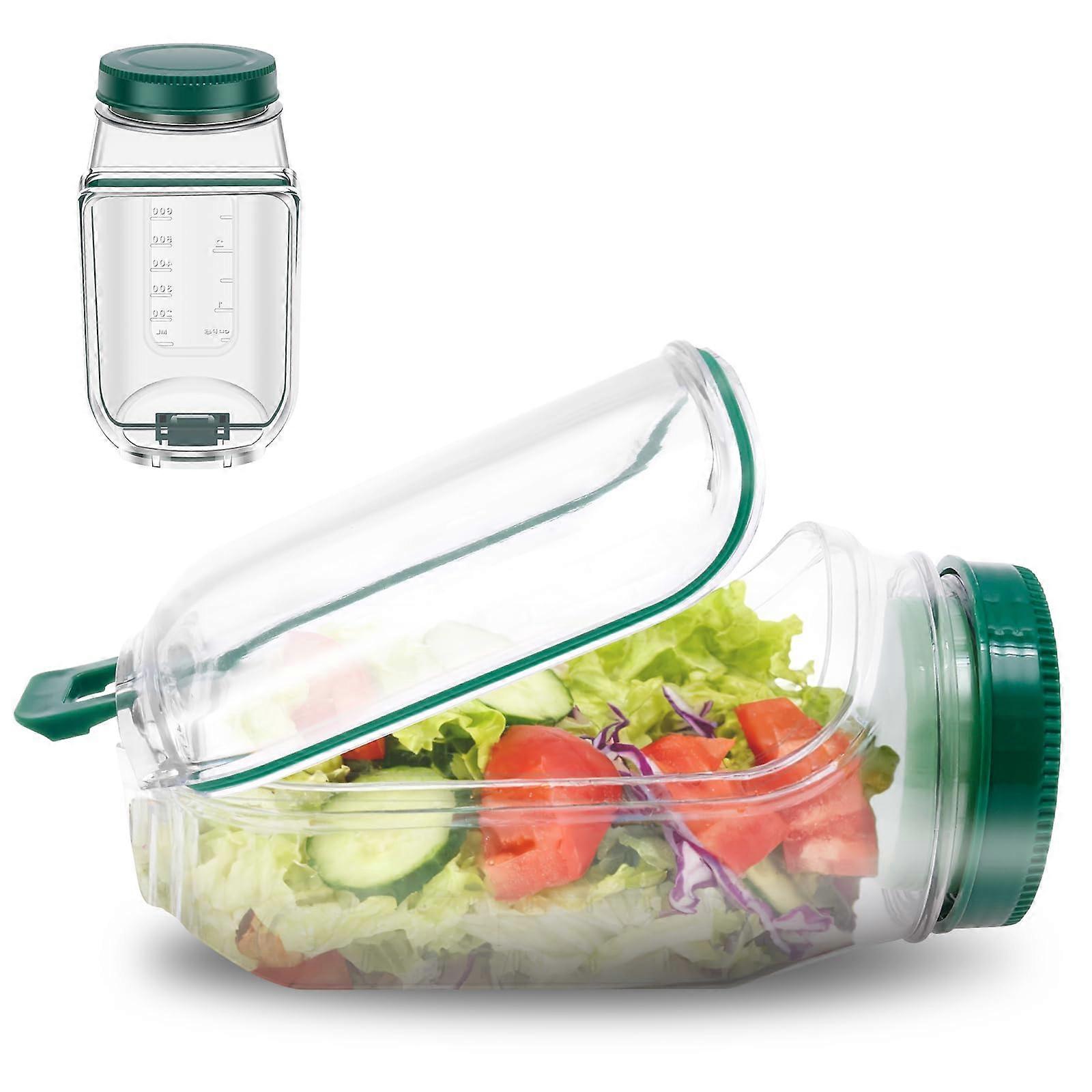 Salad Pod Container Vertical Layering Salad Jars BuiltIn Bowl Design Plastic Lunch Box With LeakProof Dressing Case