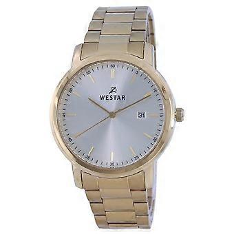 Westar Silberfarbenes Zifferblatt Goldfarben Edelstahl Quarz 50243 GPN 102 Herrenuhr