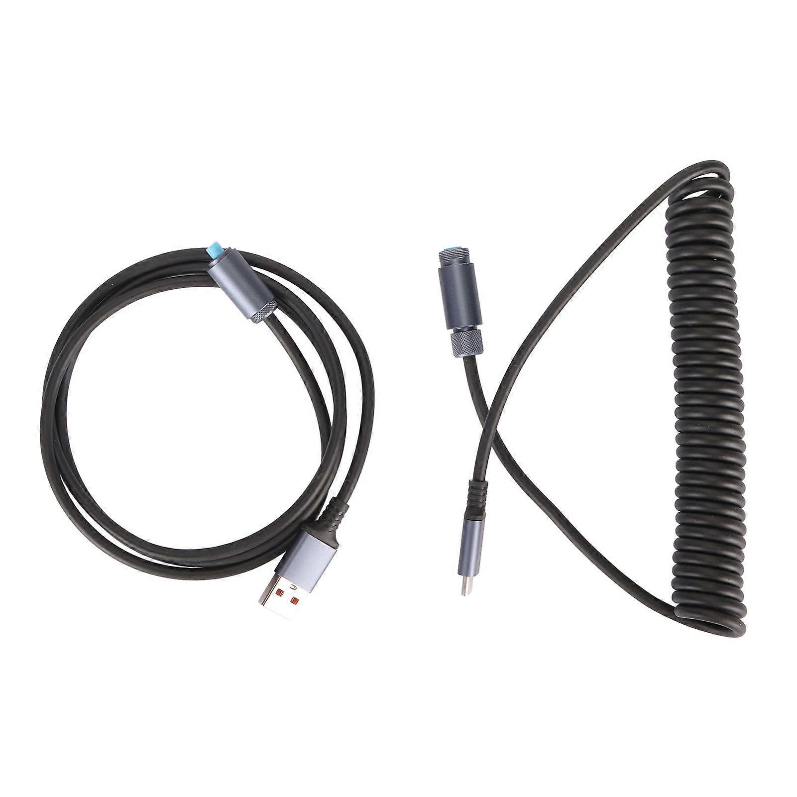 USB to Type C Keyboard Cable Maximum 9.8ft 4Pin Aviation Connector Self Locking Coiled Keyboard Cable for Extension Gaming