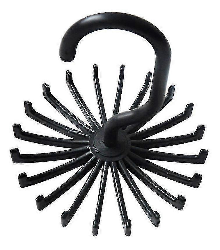 Mini Round Tie Holder with Rotatable Hook - Detachable & Adjustable (Black)