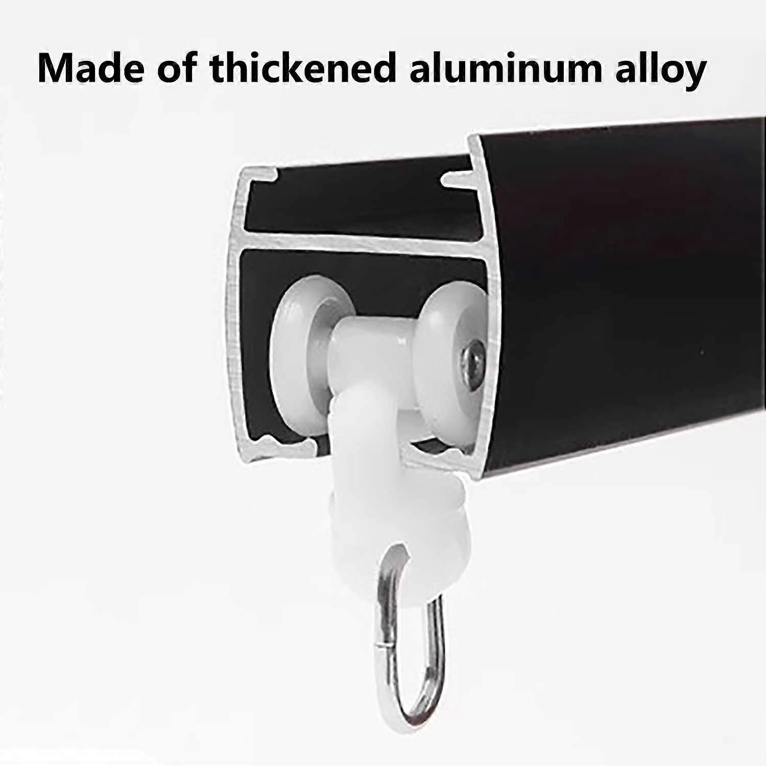 Ceiling Curtain Track System with Adjustable Rods for Privacy Room Divider, 1.4m, Black/White/Gold