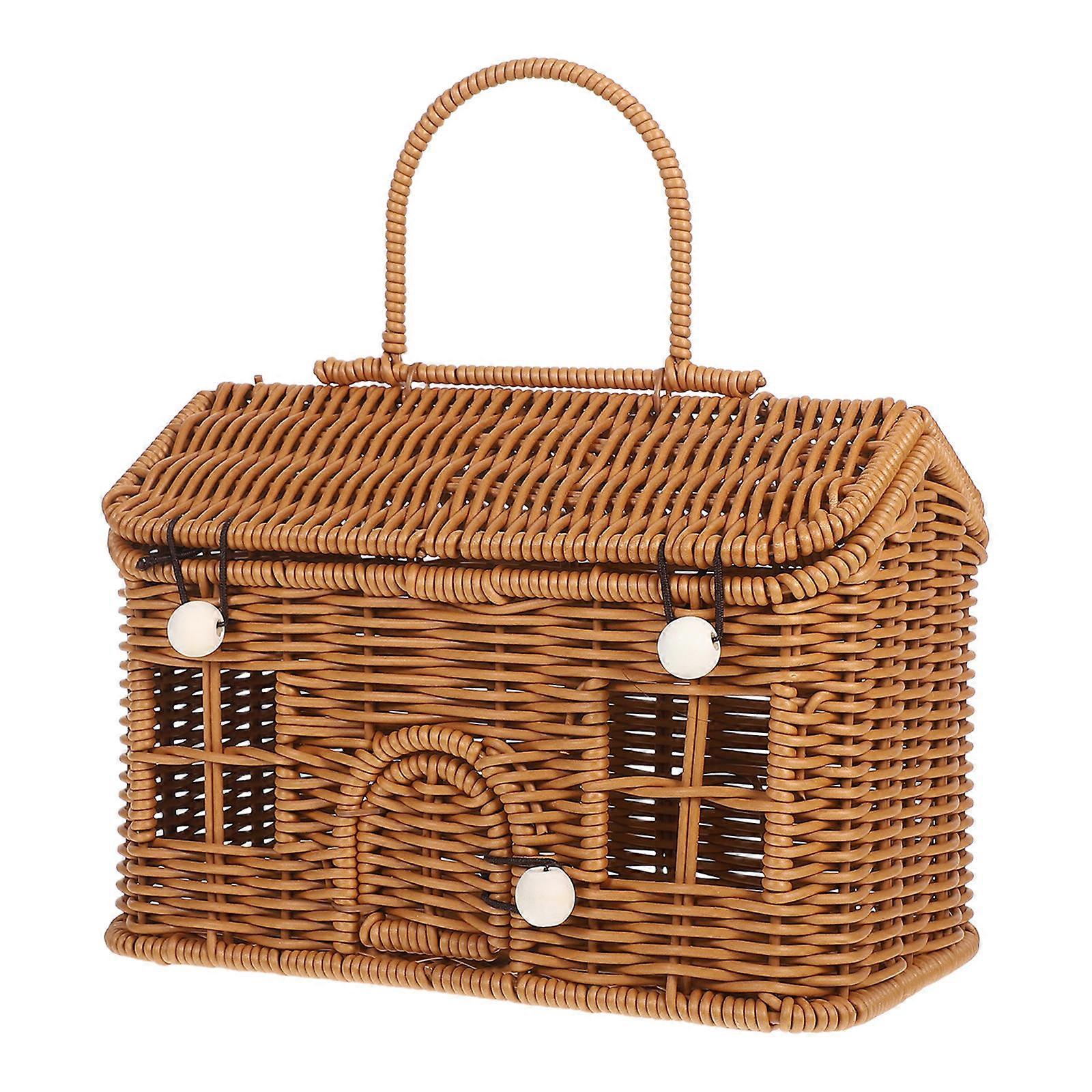 Woven Storage Basket Handheld Vegetable Basket for Storage Brown