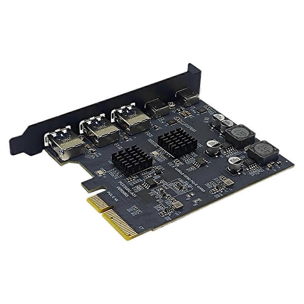 PCI Express X4 to 2Port Type C + 3 Port USB3.2 Gen2 10Gbps Adapter ASM3142 + VL822 Chip PCIE USB Expansion Card