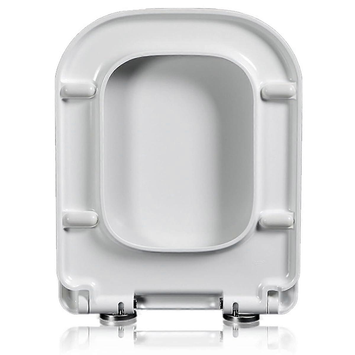 Soft Close White Square Toilet Seat with 360° Adjustable Hinges and Quick Release Design
