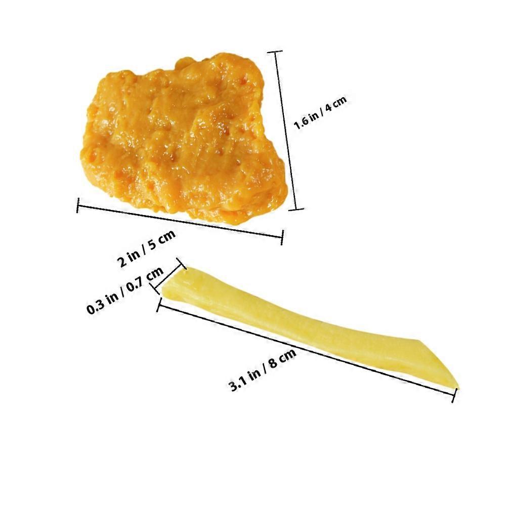 1 مجموعة من قطع الدجاج المقلية الاصطناعية نموذج البطاطس المقلية المقلية نموذج الغذاء الاصطناعي
