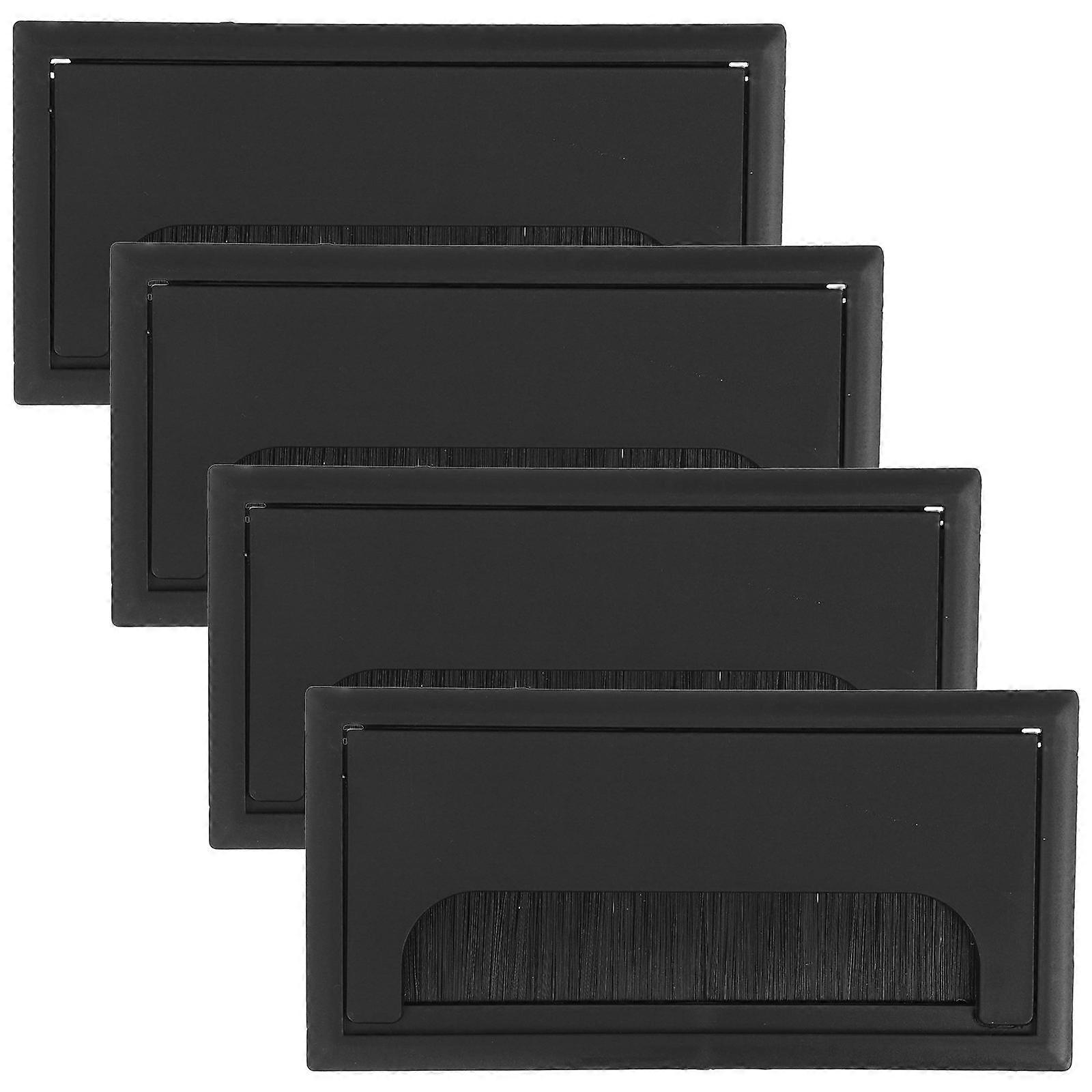 Desk Grommet Cover Black ABS for Wire Management 4Pcs Set