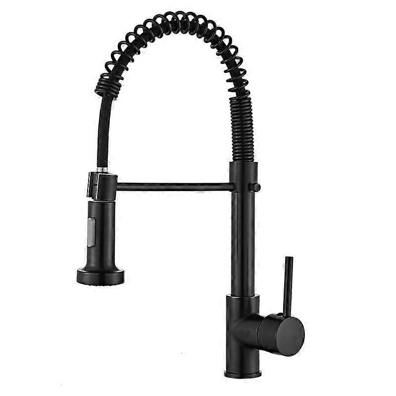 Modern Pull Down Kitchen Faucet Black Spring Neck Dual Spray Single Lever for Wide Sink Coverage