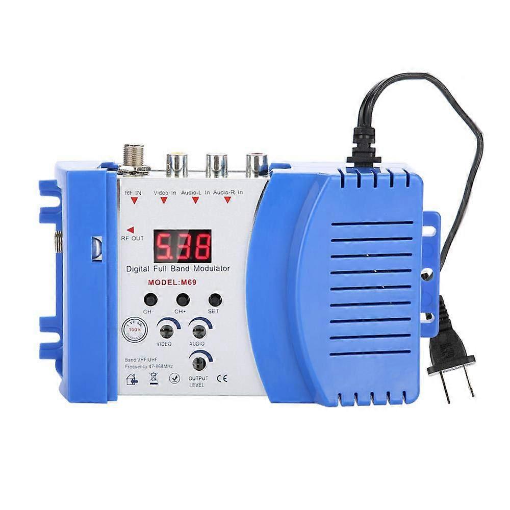 Digital RF Modulator for TV AV Converter VHF UHF with Clear Channel Display Adjustable AV Output US Plug